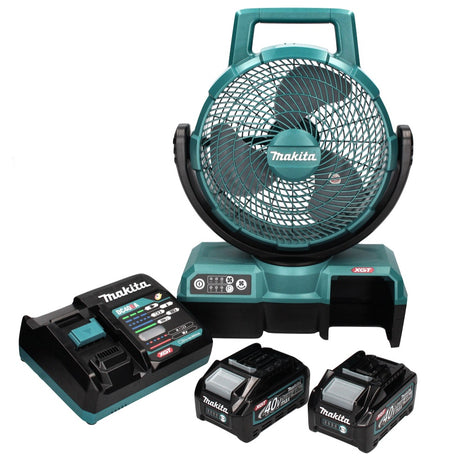 Ventilador de batería Makita CF 001 GM2 XGT 40 V máx. Funcionamiento con red del ventilador de 235 mm + 2 baterías 4,0 Ah + cargador