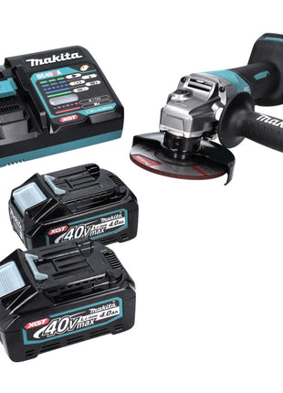 Amoladora angular a batería Makita GA 016 GM2 40 V máx. 125 mm sin escobillas XGT + 2 baterías 4,0 Ah + cargador