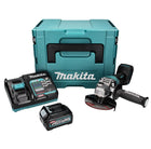 Amoladora angular a batería Makita GA 016 GD101 40 V máx. 125 mm sin escobillas XGT + 1x batería 2,5 Ah + cargador + Makpac