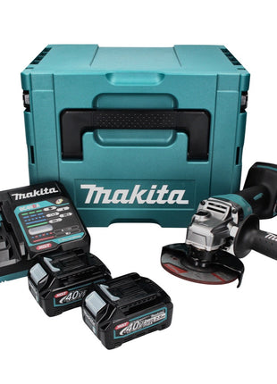 Amoladora angular a batería Makita GA 016 GD201 40 V máx. 125 mm sin escobillas XGT + 2x batería 2,5 Ah + cargador + Makpac