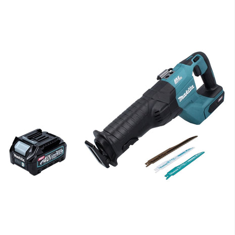 Makita JR 001 GD1 max. Scie sabre sans fil 40 V + 1x Batterie 2,5 Ah + Lames de scie - sans chargeur, sans coffret de transport