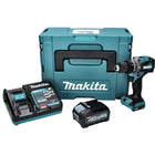 Taladro percutor a batería Makita HP 001 GM101 40 V máx. 140 Nm XGT Brushless + 1x batería 4,0 Ah + cargador + Makpac