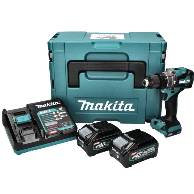 Taladro percutor a batería Makita HP 001 GM201 40 V máx. 140 Nm XGT Brushless + 2x batería 4,0 Ah + cargador + Makpac