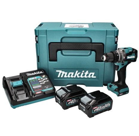 Taladro percutor a batería Makita HP 001 GM201 40 V máx. 140 Nm XGT Brushless + 2x batería 4,0 Ah + cargador + Makpac