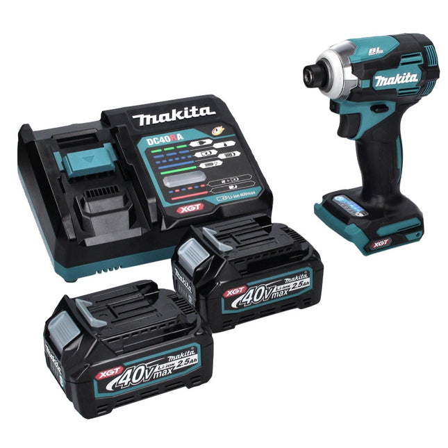 Makita TD001GD2 Cordless Impact Hammer Drill 220Nm 40V 1/4" XGT Brushless + 2x Batteries 2.5Ah + Charger