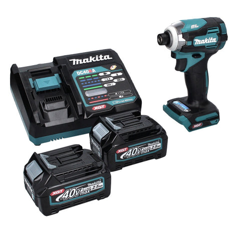 Makita TD001GD2 Visseuse à percusion sans fil 220Nm 40V 1/4" XGT Brushless + 2x Batteries 2,5Ah + Chargeur