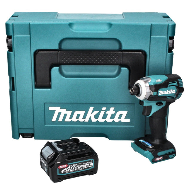 Makita TD 001 GD101 Llave de impacto inalámbrica 40 V 220 Nm 1/4" XGT Brushless + 1x batería 2,5 Ah + Makpac - sin cargador