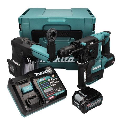 Makita HR 004 GD 101 Akku Kombihammer 40 V max. 2,8 J SDS plus XGT Brushless + DX 14 Staubabsaugung + 1x Akku 2,5 Ah + Ladegerät + Makpac