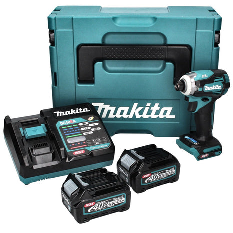 Makita TD001GD201 Visseuse à percusion sans fil 220Nm 40V 1/4" XGT Brushless + 2x Batteries 2,5Ah + Chargeur + Coffret Makpac