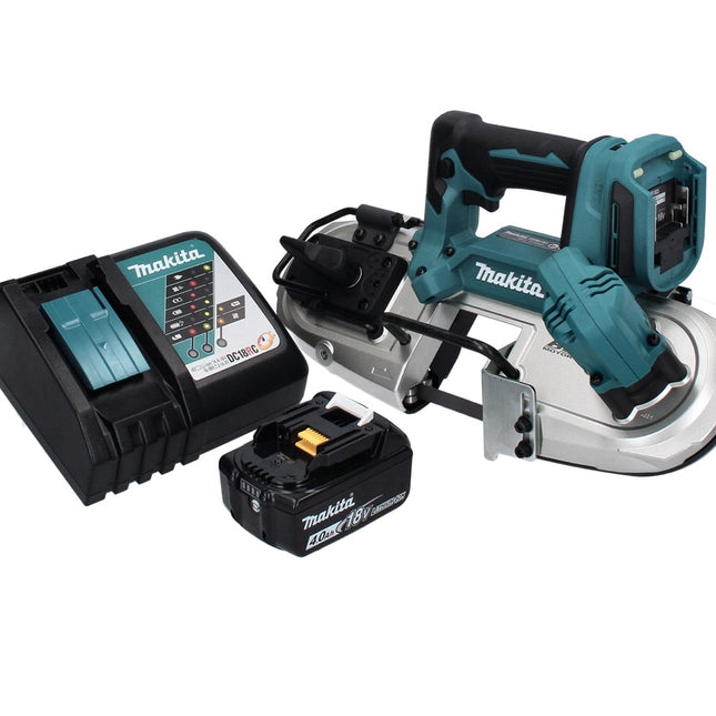 Makita DPB 183 RM1 Sierra de cinta sin cable 18 V 66 mm sin escobillas + 1x Batería 4,0 Ah + Cargador