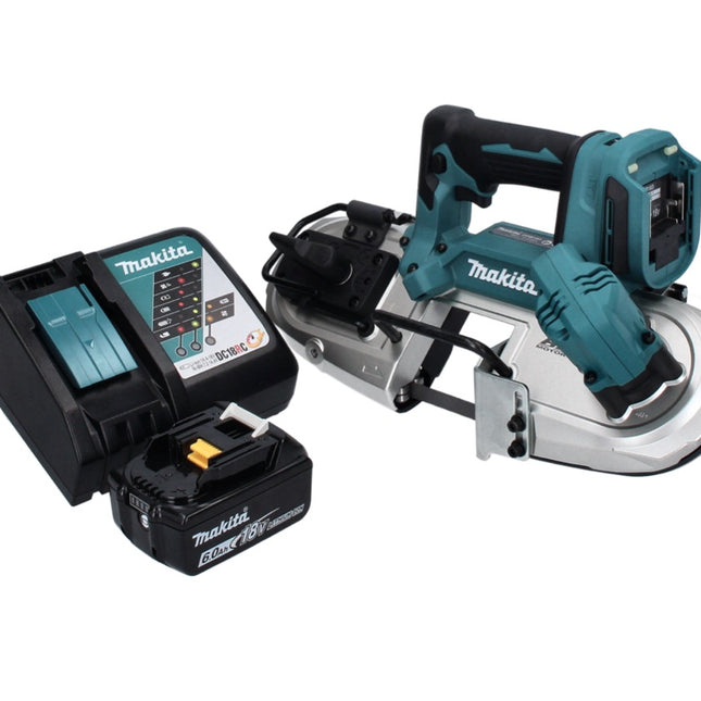 Sierra de cinta sin cable y sin escobillas Makita DPB 183 RG1 18 V 66 mm + 1x Batería 6,0 Ah + Cargador