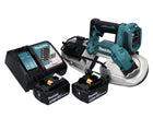 Makita DPB 183 RG Scie à ruban sans fil 18 V 66 mm Brushless + 2x Batteries 6,0 Ah + Chargeur