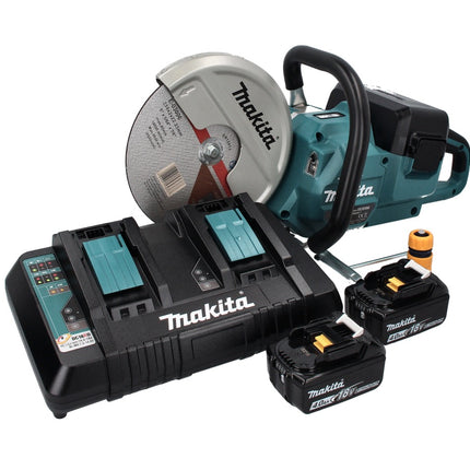 Makita DCE 090 PM2X1 Découpeuse sans fil sans balai, 230 mm 36 V (2x 18 V) + 2x Batteries 4 Ah + Chargeur double