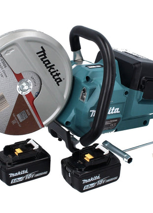 Makita DCE 090 T2X1 amoladora de corte a batería 36 V (2x 18 V) 230 mm sin escobillas + 2x batería 5,0 Ah - sin cargador