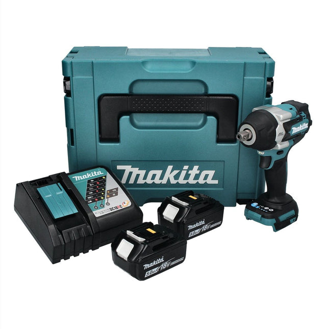Makita DTW 701 RTJ cordless impact wrench 18 V 700 Nm 1/2" XPT Brushless + 2x rechargeable battery 5.0 Ah + charger + Makpac
