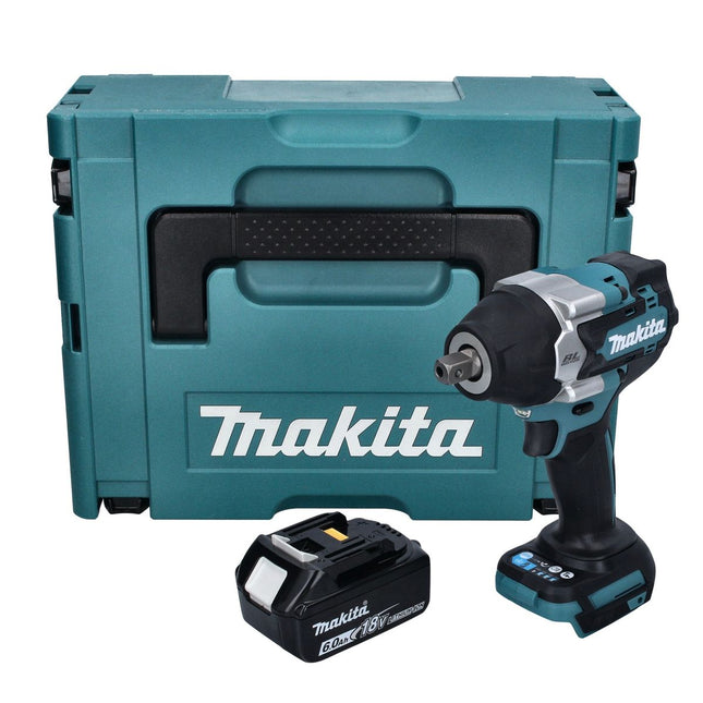 Llave de impacto sin cable Makita DTW 701 G1J 18 V 700 Nm 1/2" XPT Brushless + 1x batería recargable 6,0 Ah + Makpac - sin cargador