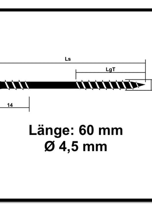 Tornillo fachada SPAX 4,5 x 60 mm 200 piezas Acero inoxidable A2 (2x 25470004506022) rosca de fijación mini cabeza avellanada T-STAR Plus Torx T20 CUT