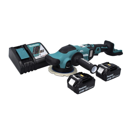Makita DPO 600 RF Pulidora excéntrica a batería 18 V 150 mm XPT Brushless + 2 baterías de 3,0 Ah + cargador