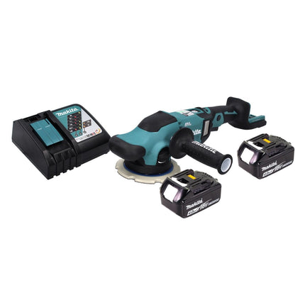 Levigatrice eccentrica a batteria Makita DPO 600 RM 18 V 150 mm XPT Brushless + 2 batterie 4,0 Ah + caricabatterie