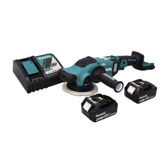 Makita DPO 600 RG Pulidora excéntrica a batería 18 V 150 mm XPT Brushless + 2 baterías de 6,0 Ah + cargador