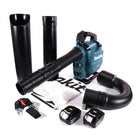 Makita DUB 363 T2V Cordless blower / leaf vacuum 36 V ( 2x 18 V ) Brushless + suction set + 2x battery 5.0 Ah - without charger
