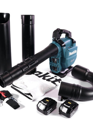 Soplador / aspirador de hojas a batería Makita DUB 363 T2V 36 V (2x 18 V) sin escobillas + set de aspiración + 2x batería 5,0 Ah - sin cargador