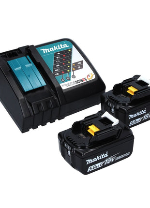 Soplador / aspirador de hojas a batería Makita DUB 363 RT2V 36 V (2x 18 V) sin escobillas + set de aspiración + 2x batería 5,0 Ah + cargador