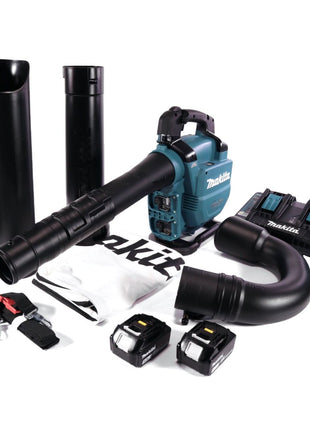 Soplador / aspirador de hojas a batería Makita DUB 363 PT2V 36 V (2x 18 V) sin escobillas + set de aspiración + 2x batería 5,0 Ah + cargador doble