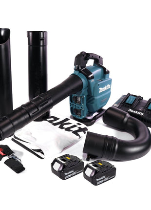 Soplador / aspirador de hojas a batería Makita DUB 363 PG2V 36 V (2x 18 V) sin escobillas + set de aspiración + 2x batería 6,0 Ah + cargador doble