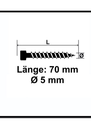 Tornillos para terraza SPAX 5,0 x 70 mm acero inoxidable A2 500 piezas (2x 0537000500705) rosca de fijación culata Torx T-STAR Plus T25 Cut