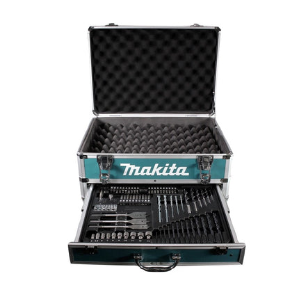 Makita DHP 484 RF2X4 atornillador de impacto a batería 18 V 54 Nm sin escobillas + 2x baterías 3,0 Ah + cargador + juego de brocas de 70 piezas + estuche