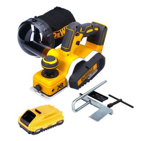 Cepilladora a batería DeWalt DCP 580 N 18 V 82 mm sin escobillas + bolsa recogepolvo DWV 9390 + 1x batería 3,0 Ah - sin cargador