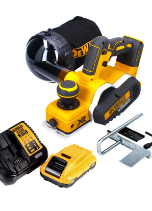 Cepilladora a batería DeWalt DCP 580 L1 18 V 82 mm sin escobillas + bolsa para el polvo DWV 9390 + 1x batería 3,0 Ah + cargador