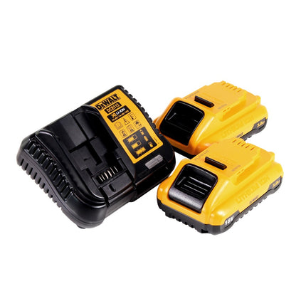 Raboteuse à batterie DeWalt DCP 580 L2 18 V 82 mm sans balais + sac à poussière DWV 9390 + 2x batteries 3,0 Ah + chargeur