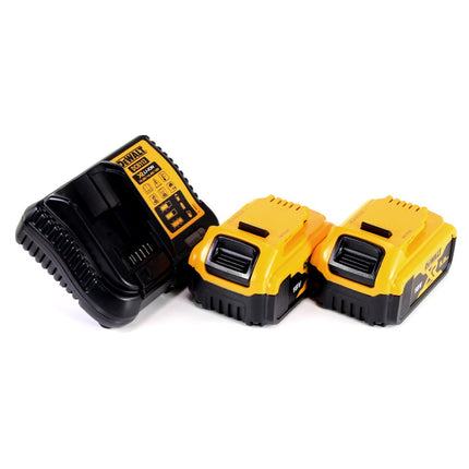 Cepilladora a batería DeWalt DCP 580 P2 18 V 82 mm sin escobillas + bolsa para el polvo DWV 9390 + 2x baterías 5,0 Ah + cargador