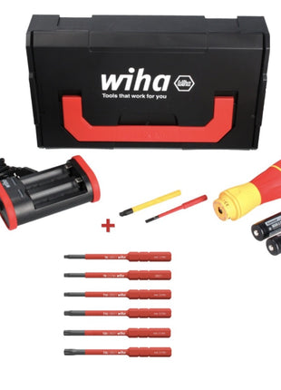 Destornillador eléctrico Wiha speedE II eléctrico 7 piezas + 2x SlimBit + batería + cargador + L-Boxx Mini + Juego de puntas slimBit electric VDE Torx set 6 piezas.