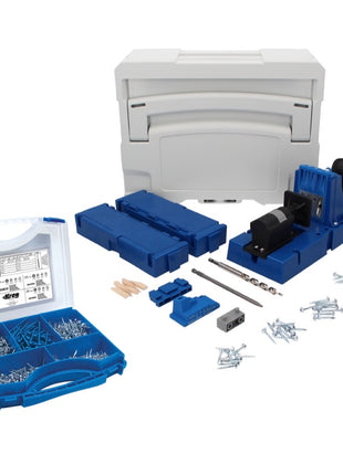 Plantilla de perforación KREG Jig K5 (K5-EUR-SYS) sistema de conexión de madera para orificios ocultos + plantilla de perforación K5 + base + accesorios + juego de tornillos de 675 piezas + systainer