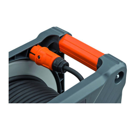 Brennenstuhl professionalLINE tambor de cable BQ con protección integral antivuelco (9201500200) 50 m 4 enchufes IP44 BGI 608