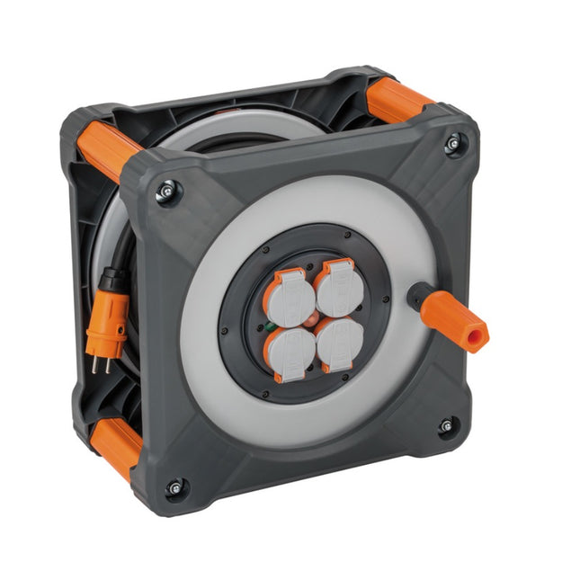 Brennenstuhl ProfessionalLINE Tamburo portacavi con protezione antiribaltamento completa ( 9202330100 ) 33 m 4 scarpette IP44 BGI 608