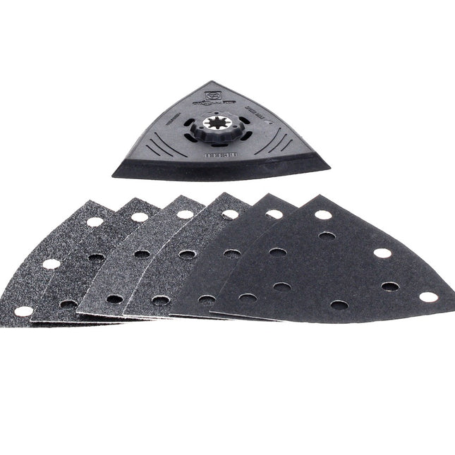 Juego de platos lijadores FEIN Starlock Plus SLP KL 130 perforados (63806204210) hojas lijadoras 2x K 60 + 2x K 80 + 2x K 180