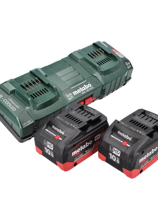 Metabo Set de base - 2x Batteries 18 V 10,0 Ah LIHD + Chargeur double + Coffret metaBOX