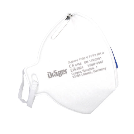 Dräger X-plore 1730 V FFP3 NR D media mascarilla 20 piezas (2x 3951088) Mascarilla respiratoria con filtrado de partículas FFP3 tamaño universal con válvula CoolMAX