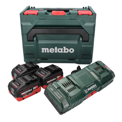 Set básico Metabo 3x batería 18 V 10,0 Ah LIHD + cargador doble + metaBOX