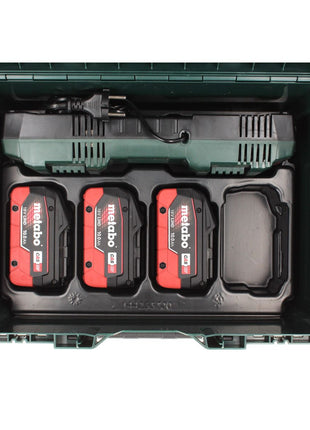 Set básico Metabo 3x batería 18 V 10,0 Ah LIHD + cargador doble + metaBOX