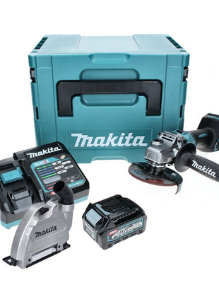 Makita GA008GD101 Meuleuse d'angle sans fil 125 mm 40V max. Brushless XGT + 1x Batterie 2,5 Ah + Chargeur + Capot d'aspiration + Coffret Makpac