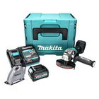 Amoladora angular a batería Makita GA 016 GD101 40 V máx. 125 mm sin escobillas XGT + 1x batería 2,5 Ah + cargador + campana de aspiración + Makpac