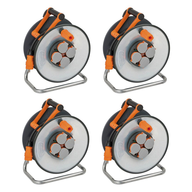 Brennenstuhl professionalLINE Juego de 4 bobinas de cable SteelCore 25 m IP 44 (4x 9191250100) H07RN-F 3G1.5