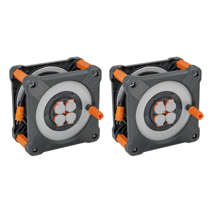 Brennenstuhl professionalLINE set 2x tambor de cable BQ con protección integral antivuelco (2x 9201500200) 50 m 4 enchufes IP44 BGI 608