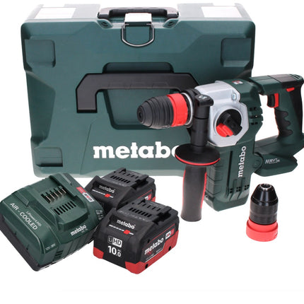 Metabo KHA 18 LTX BL 24 Martillo combinado a batería Quick 18 V 2,2 J SDS-plus sin escobillas (600211840) + 2x baterías 10,0 Ah + cargador + MetaLoc