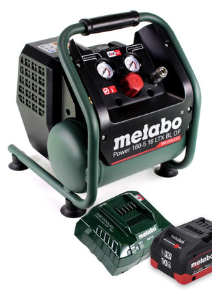 Metabo Power 160-5 18 LTX BL OF compresor de batería 18 V 8,0 bar sin escobillas + 1x batería 10,0 Ah + cargador